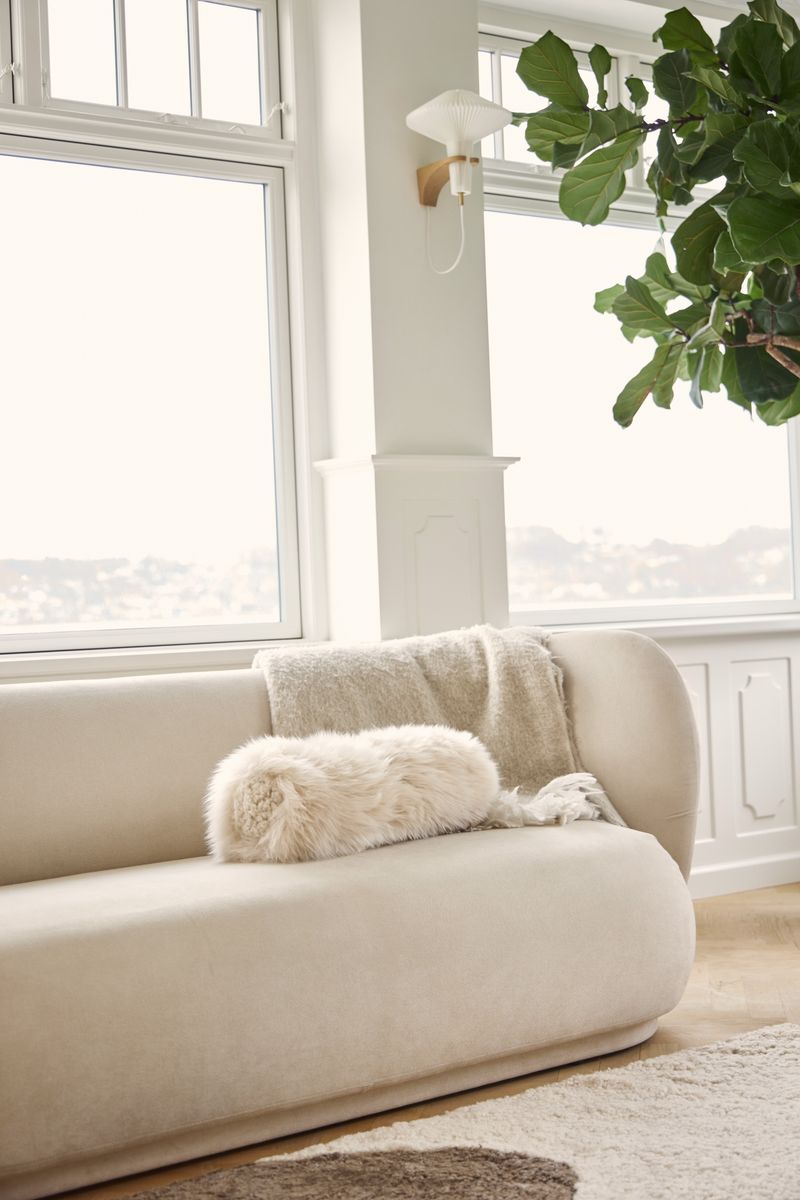 Bolster kudde | Långt och kort hår | Nya Zeeland Lambskin | D20xl52 cm
