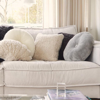 Lammskinnskudde | Mockasin | Dubbelsidig | Ø45 cm