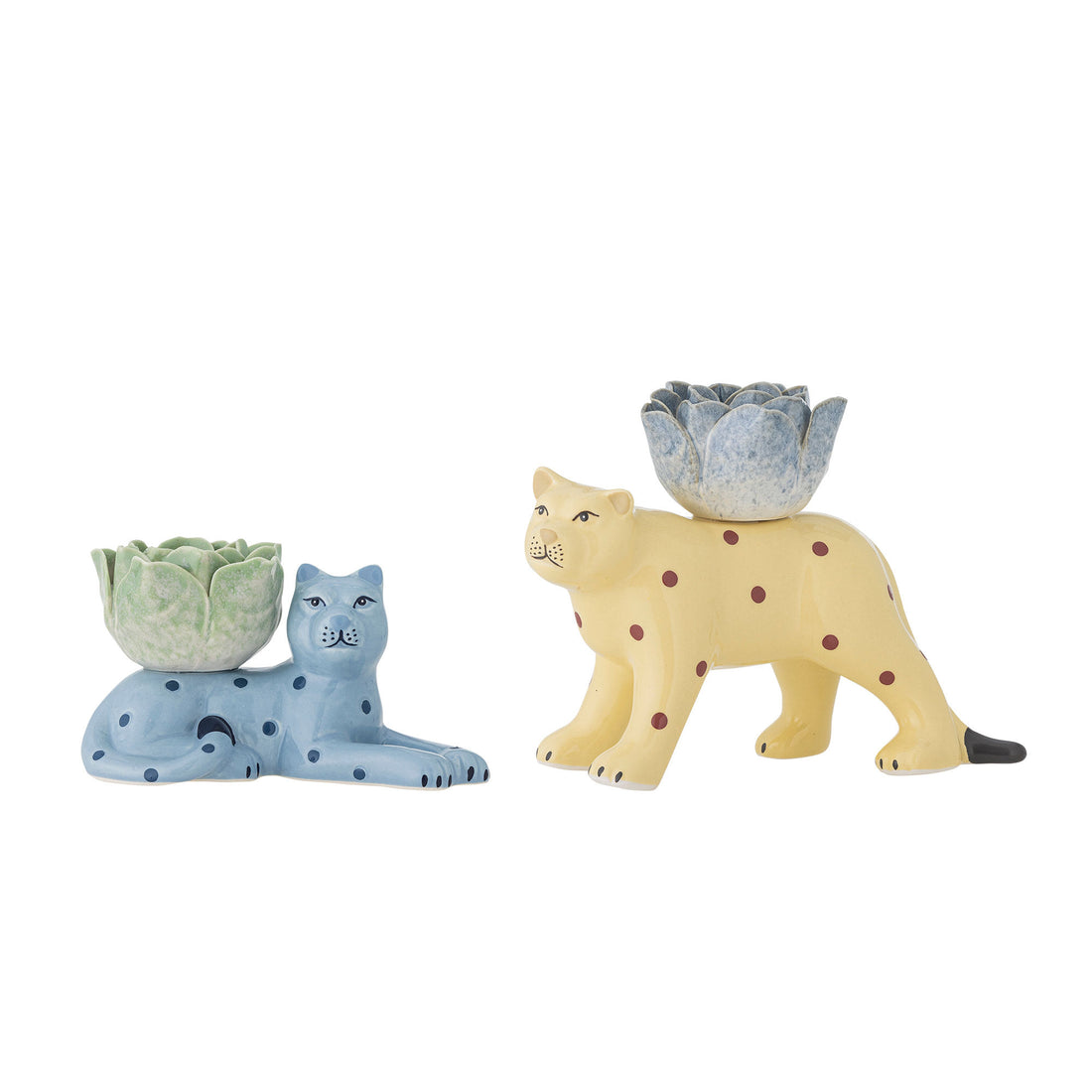 Bloomingville Rory Candlestick, Blue, Stoneware