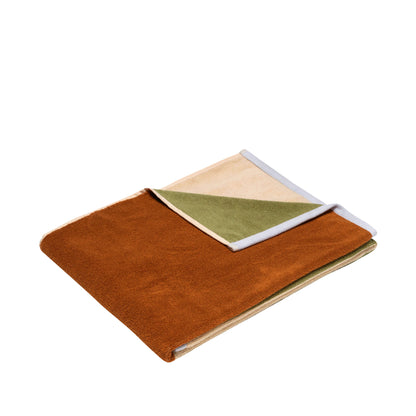 Hübsch block handduk stor brun/multicolor
