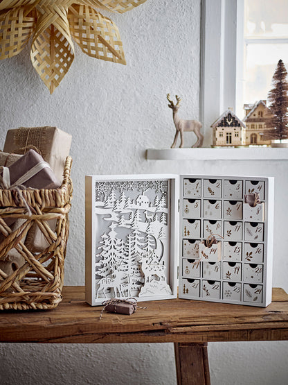 Bloomingville Elimar Kalender med ljus, vit, plywood