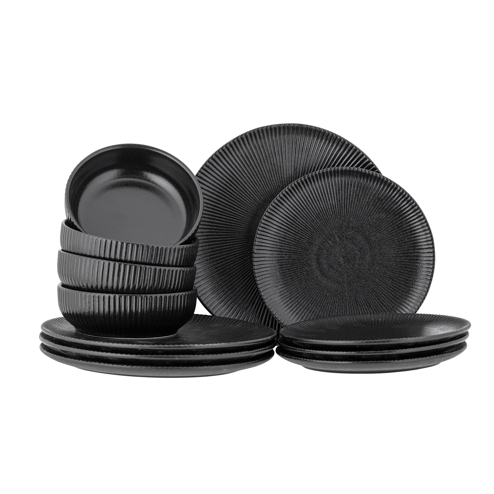 Bloomingville NERI TABLE SERVICE SET, SVART, CONEGARE