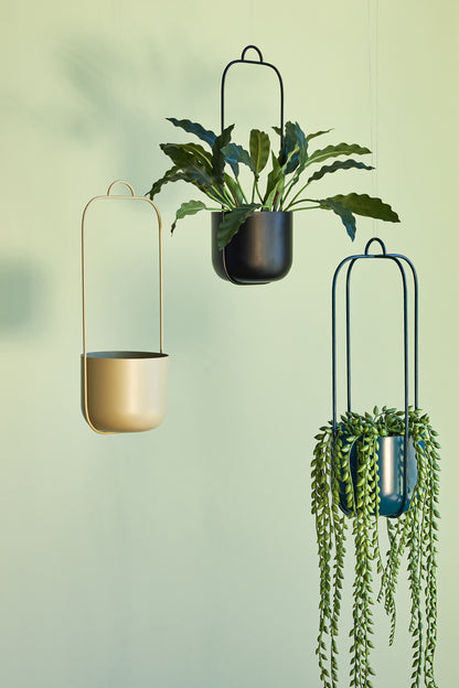 Lotus hängande potten svart (uppsättning av 2) - Ø16xh44cm