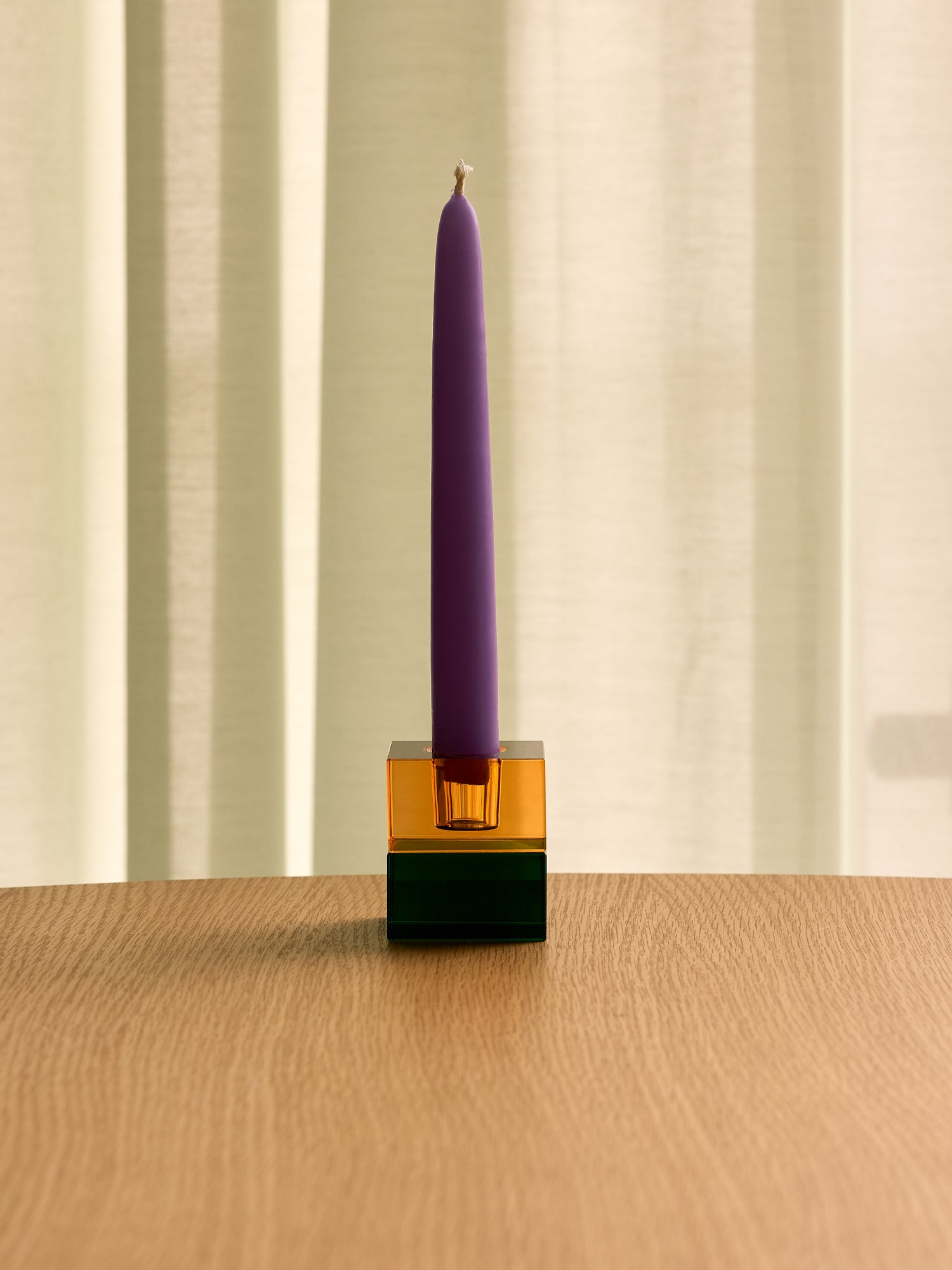 Blockljusstakar Grön/Blå &amp; Orange/Grön (set om 2) - 5x5h6cm