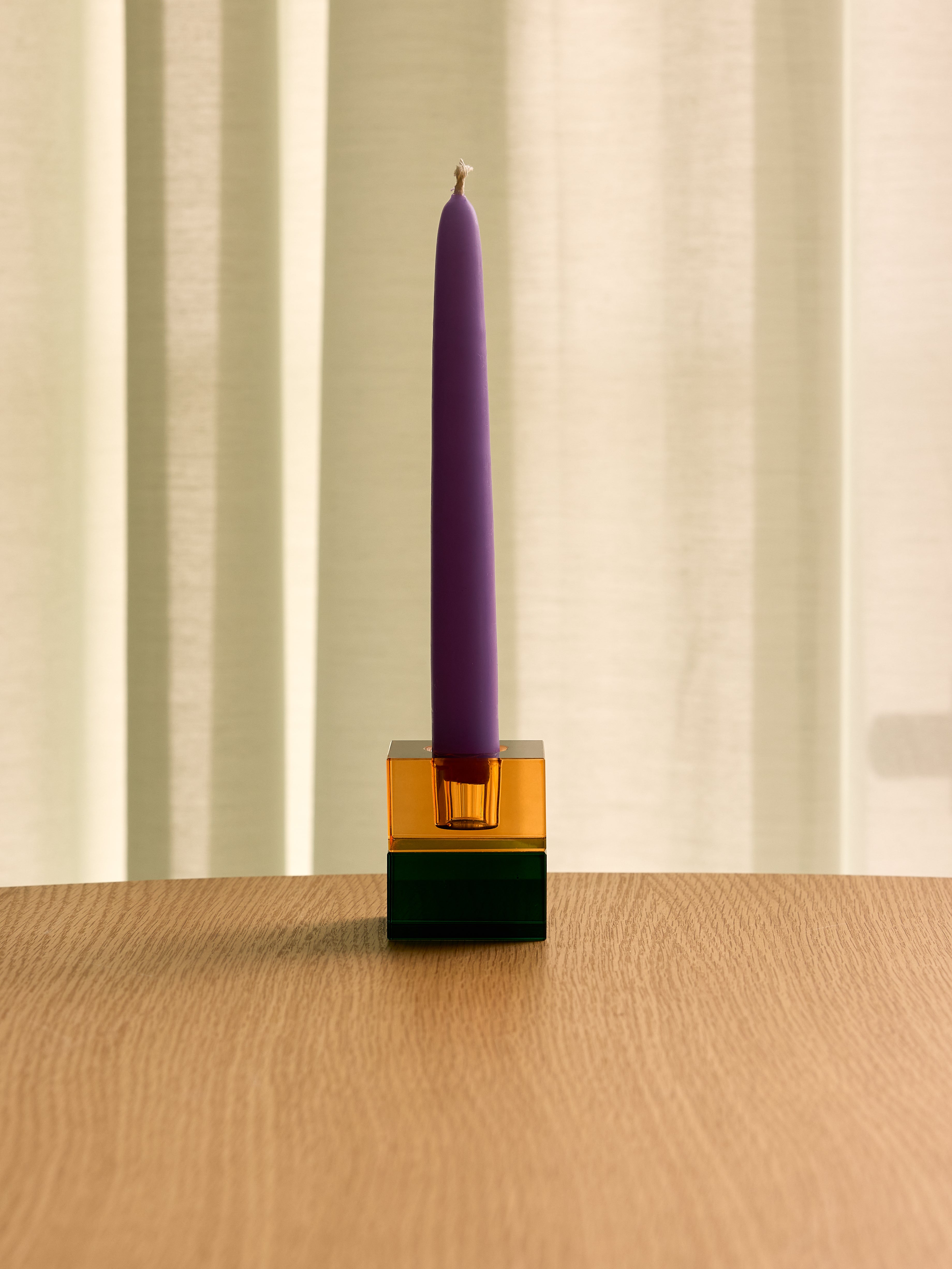 Blockljusstakar Grön/Blå &amp; Orange/Grön (set om 2) - 5x5h6cm