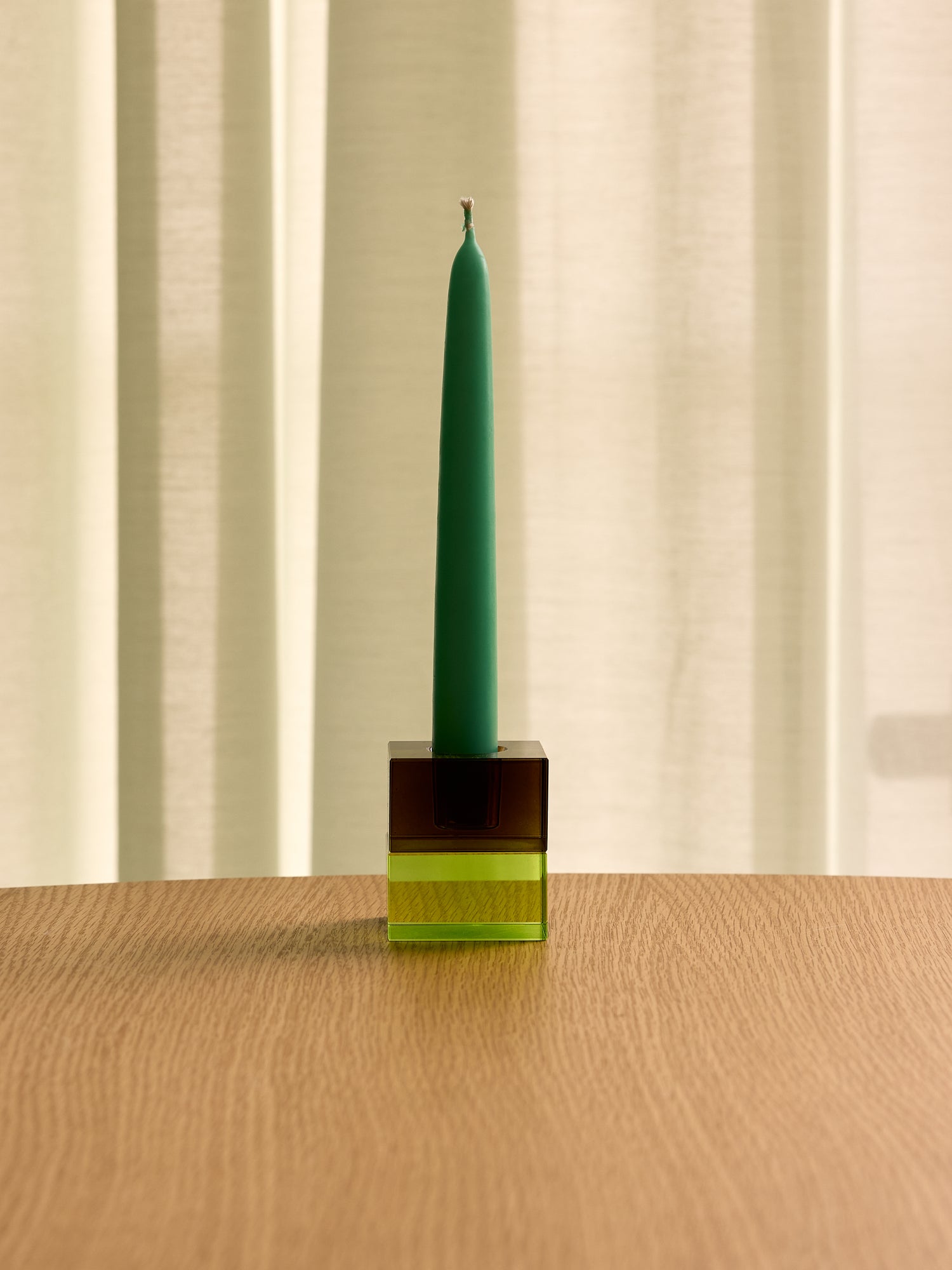 Blockljusstakar Brun/Grön &amp; Grå/Rosa (set med 2) - 5x5h6cm