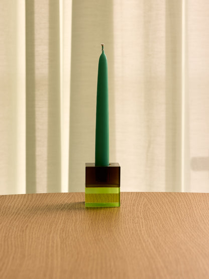 Blockljusstakar Brun/Grön &amp; Grå/Rosa (set med 2) - 5x5h6cm