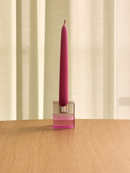 Blockljusstakar Brun/Grön &amp; Grå/Rosa (set med 2) - 5x5h6cm