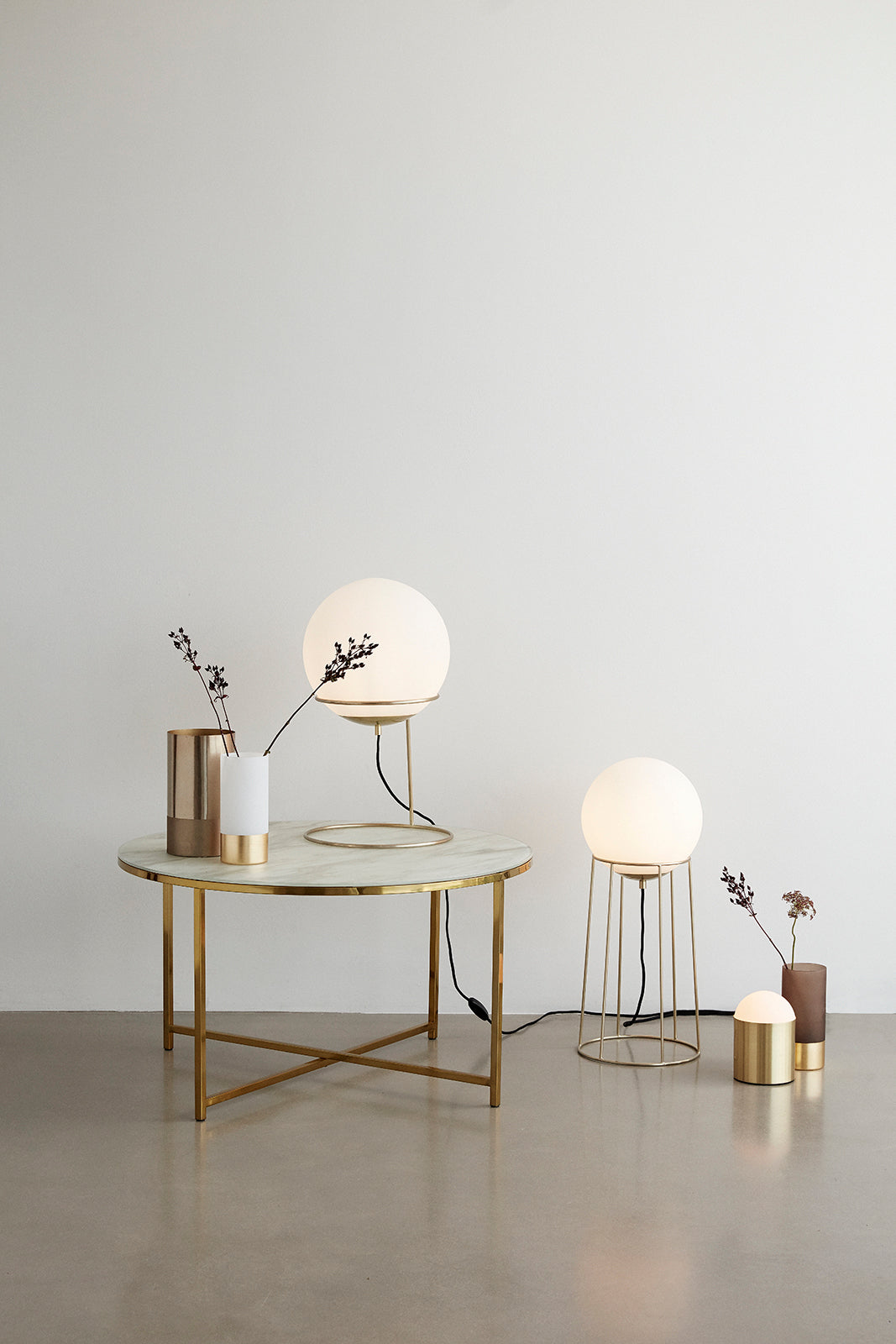 Skulpturbordsbelysning mässingsfärg - Ø12xH19cm, E14/25W