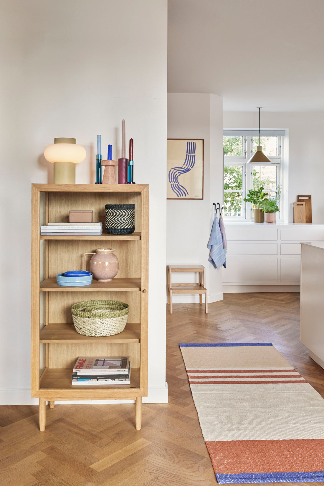 Palmkurvan Nature/ljusgrön (uppsättning av 2) - Ø26xH13, Ø31xH14CM