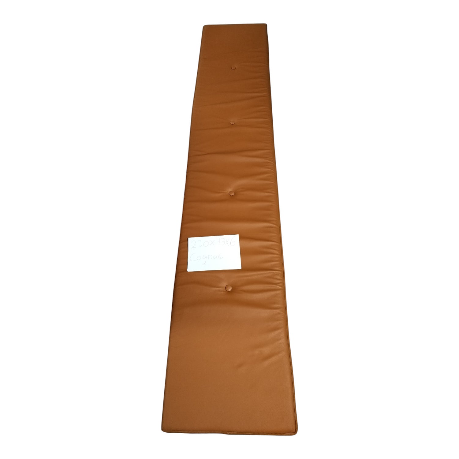 Restavdelning - 230x40x4 i Cognac -läder med 4 knappar