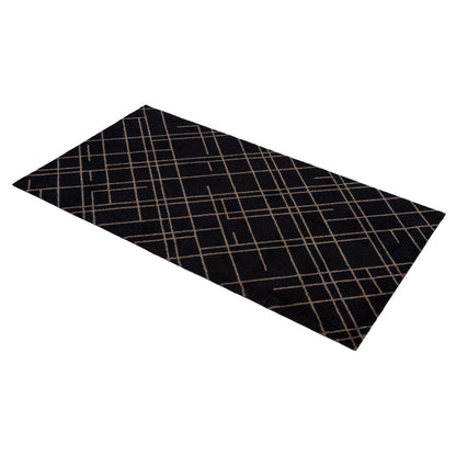 Golvmatta 67 x 120 cm - linjer/sand svart