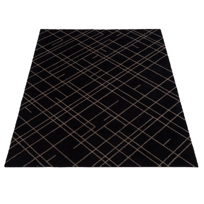 GULVMÅTTE 90 x 130 CM - LINES/SAND BLACK - Tica Copenhagen - DesignGaragen.dk