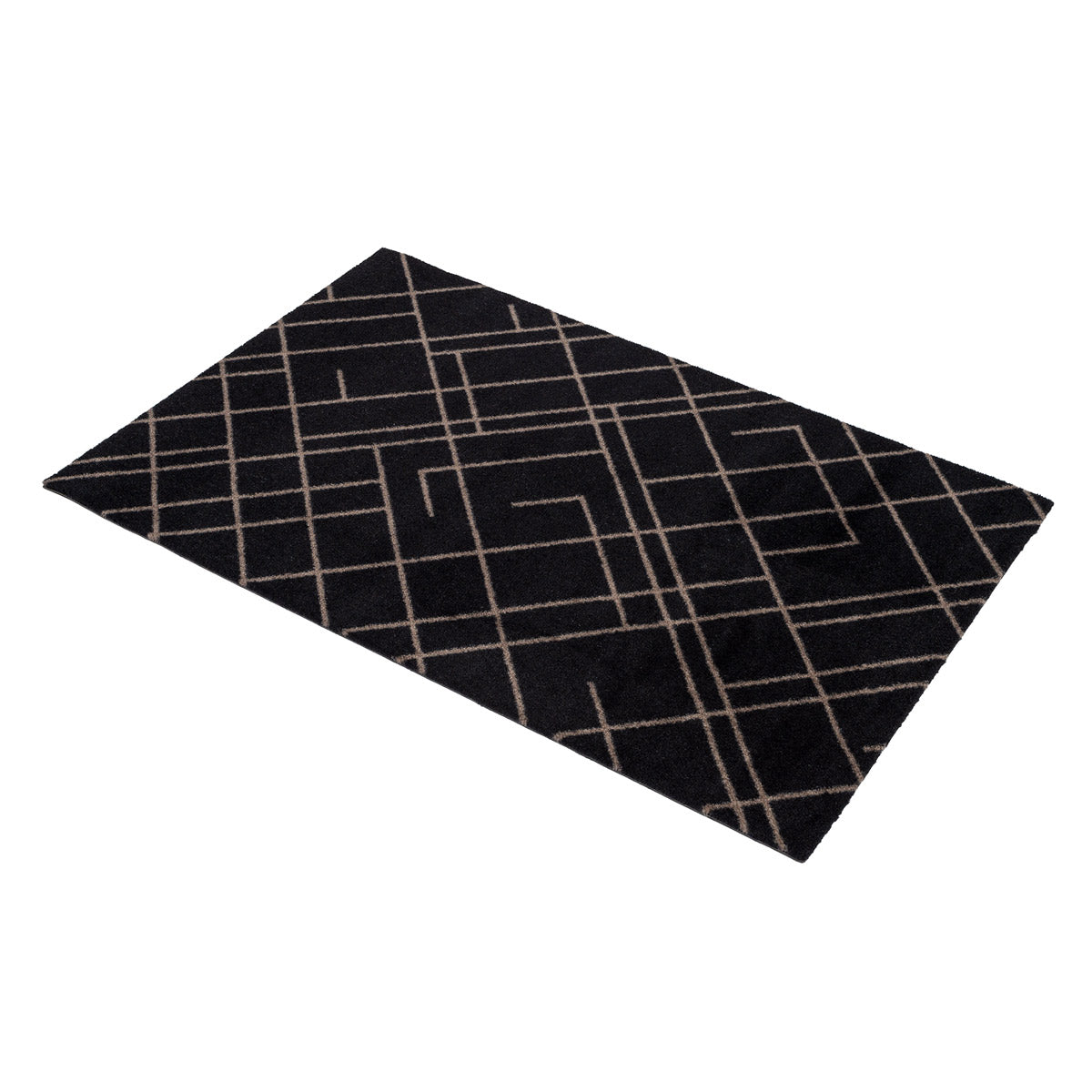 Golvmatta 60 x 90 cm - linjer/sand svart