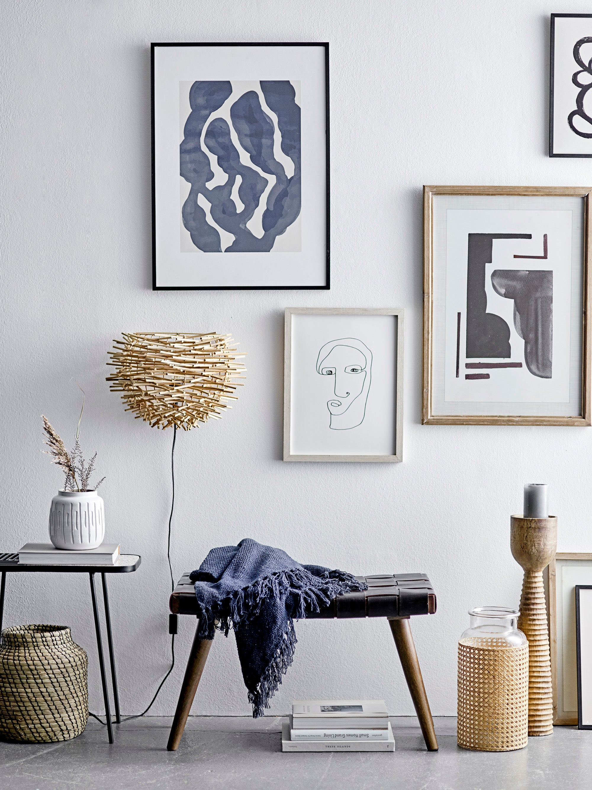 Linda Plaid, blå, återvunnen bomull