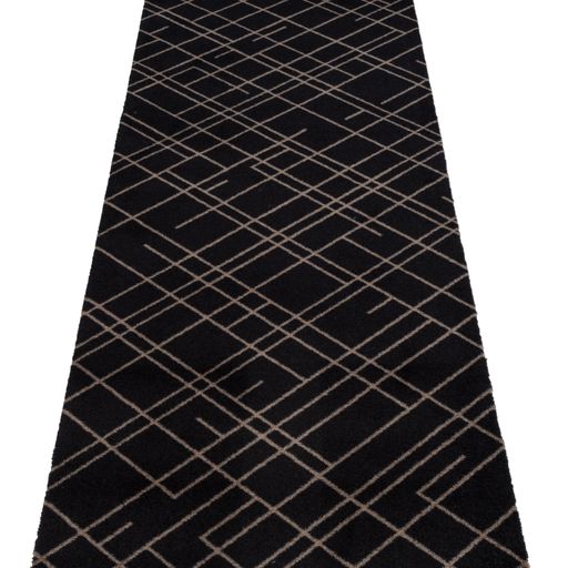 Golvmatta 67 x 200 cm - linjer/sand svart