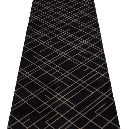 Golvmatta 67 x 200 cm - linjer/sand svart