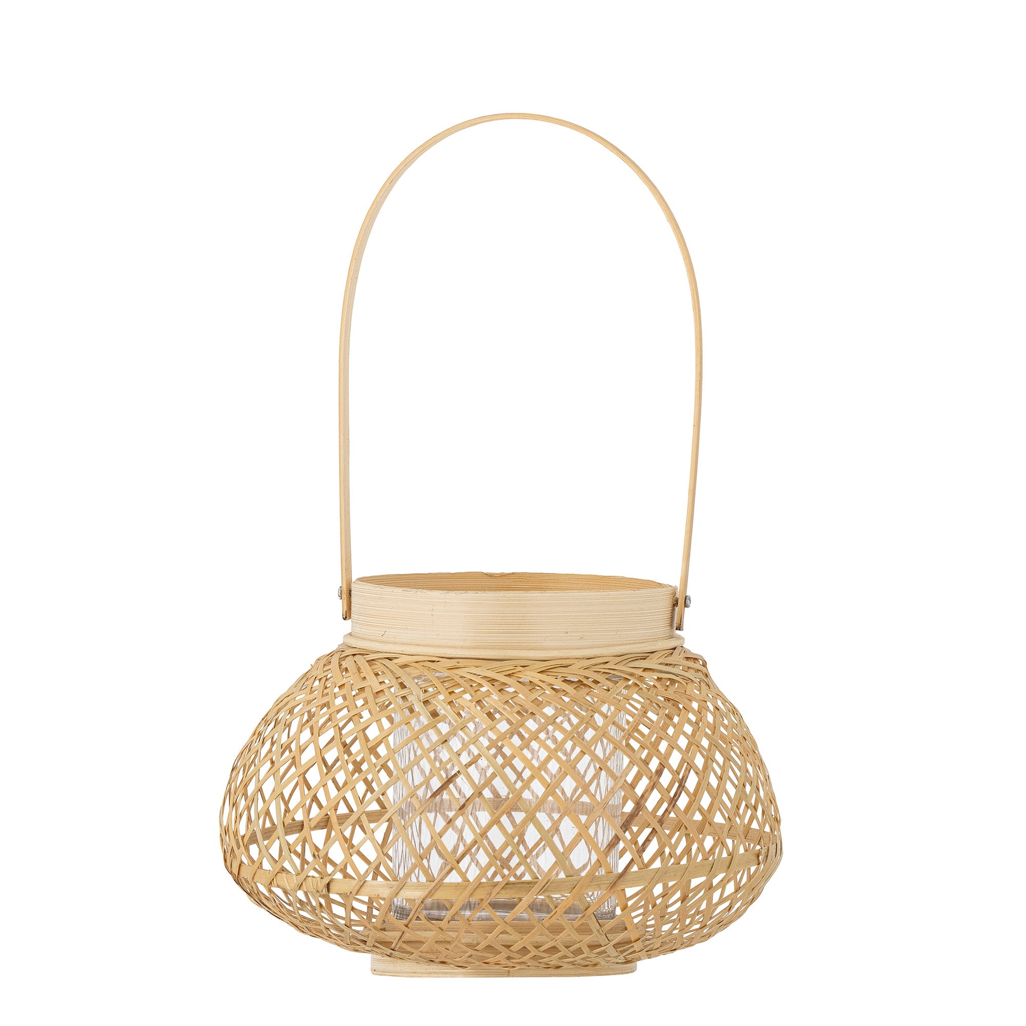 Malda Lanterns w/Glass, Nature, Bamboo