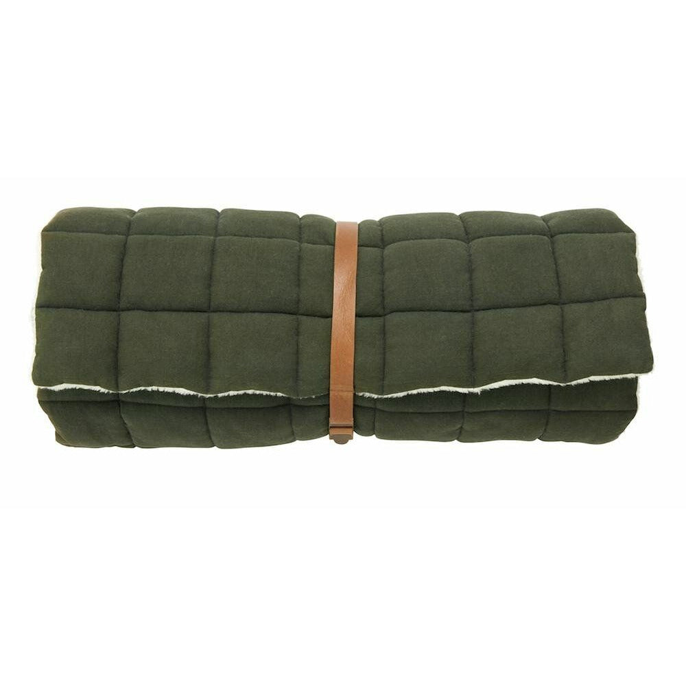 Nordal YIN YOGA-matta med läderrem - 65x195 cm - mörkgrön