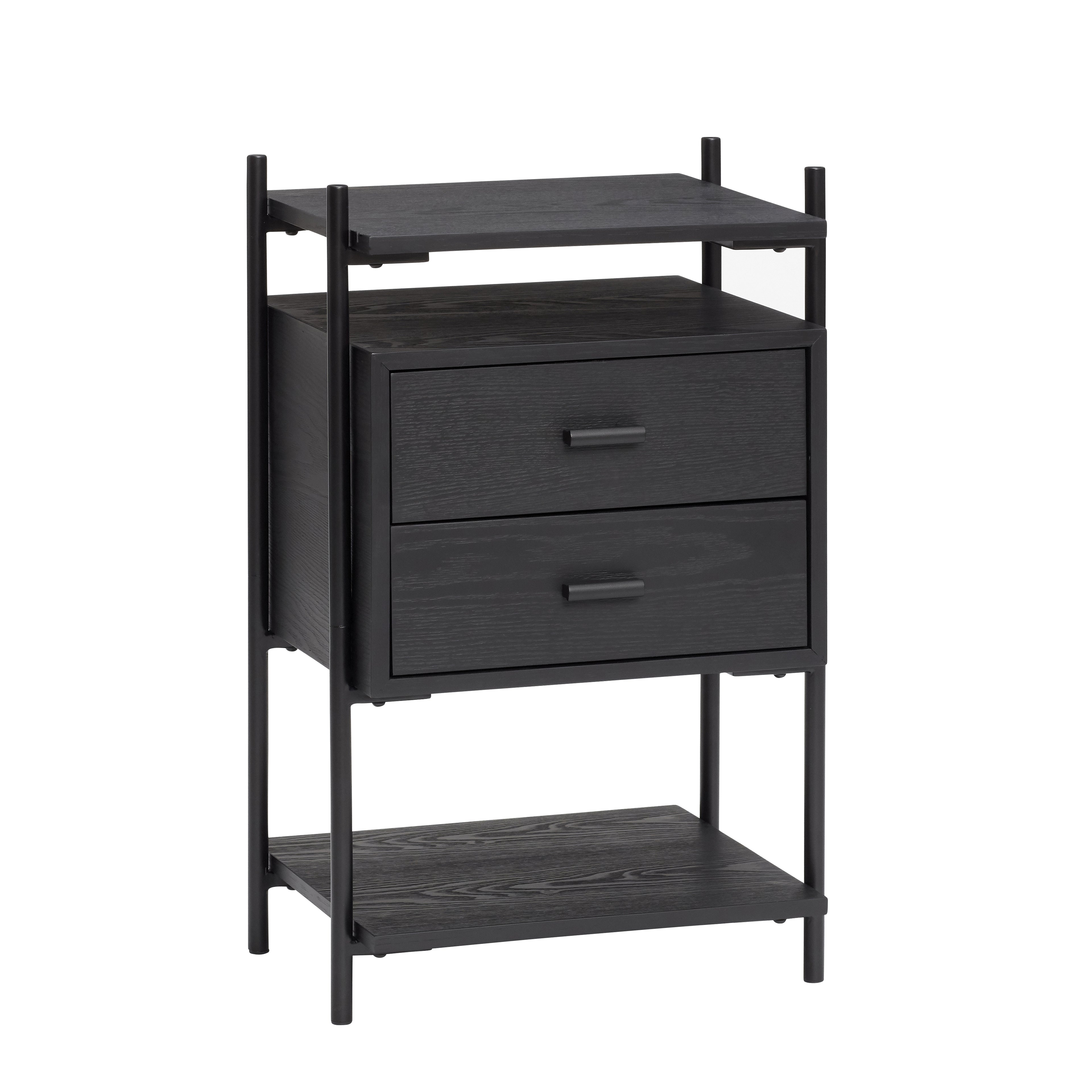 Hübsch Sidebord, ask/metal, FSC, sort - 39x33xh61cm - DesignGaragen.dk.