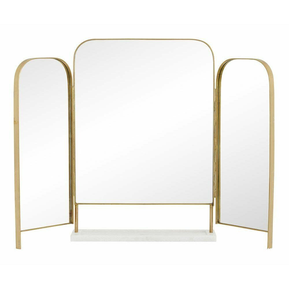 Nordal OTUS bordsspegel - H57,5 cm - guld/vit marmor