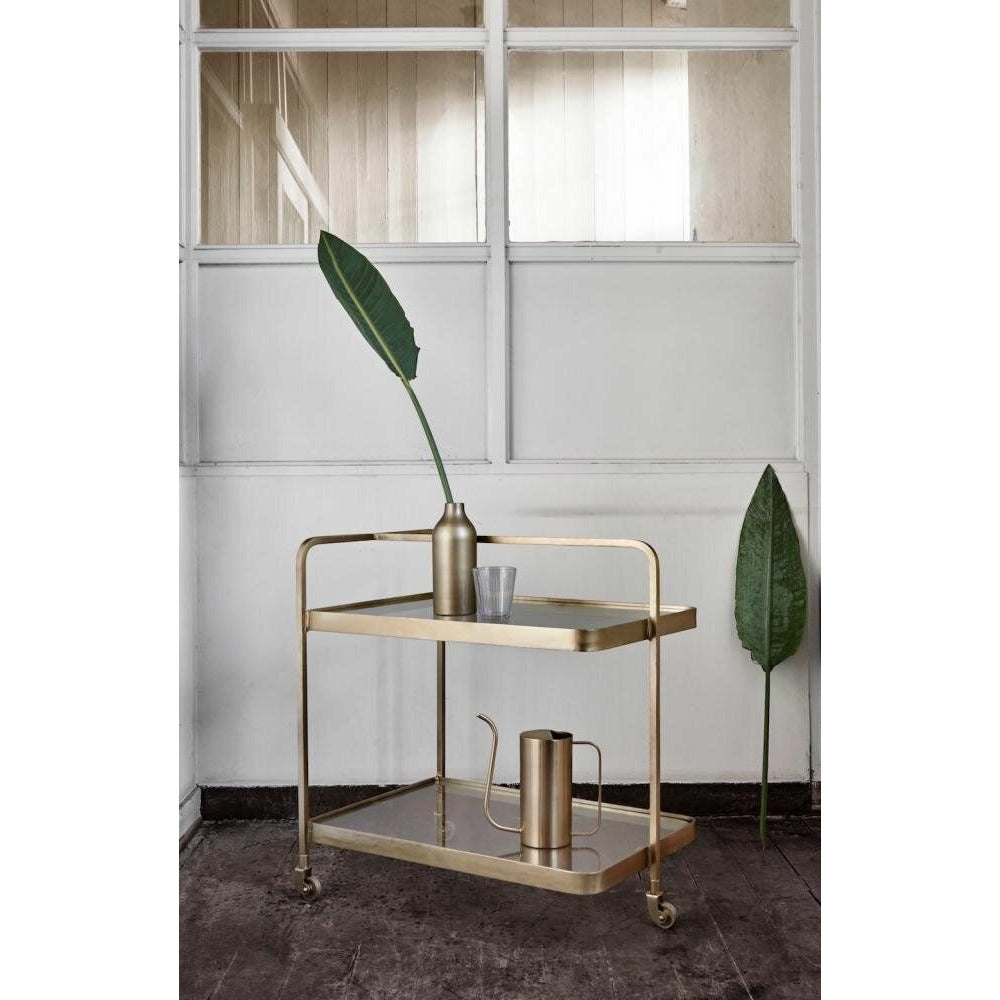 Nordal TROLLEY rullbord i mässing med glas - 70x50 cm