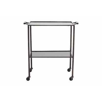 Nordal TONE rullebord i jern m/sorte glashylder - 73x41 cm - grå/sort - Nordal - DesignGaragen.dk