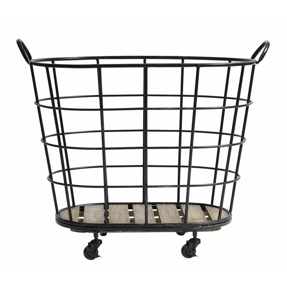 Downtown Wire Basket With Wheels - H73 CM - Svart