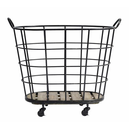 Downtown Wire Basket With Wheels - H73 CM - Svart