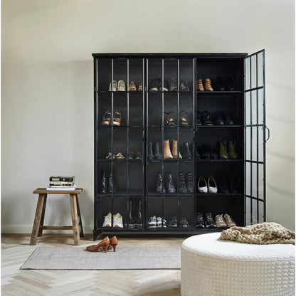 Nordal DOWNTOWN vitrineskab i jern - 180x150 - sort - Nordal - DesignGaragen.dk