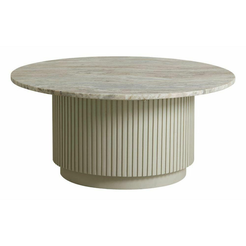 Erie Round soffbord i trä och marmor - Ø90 cm - rå vit, brun, beige