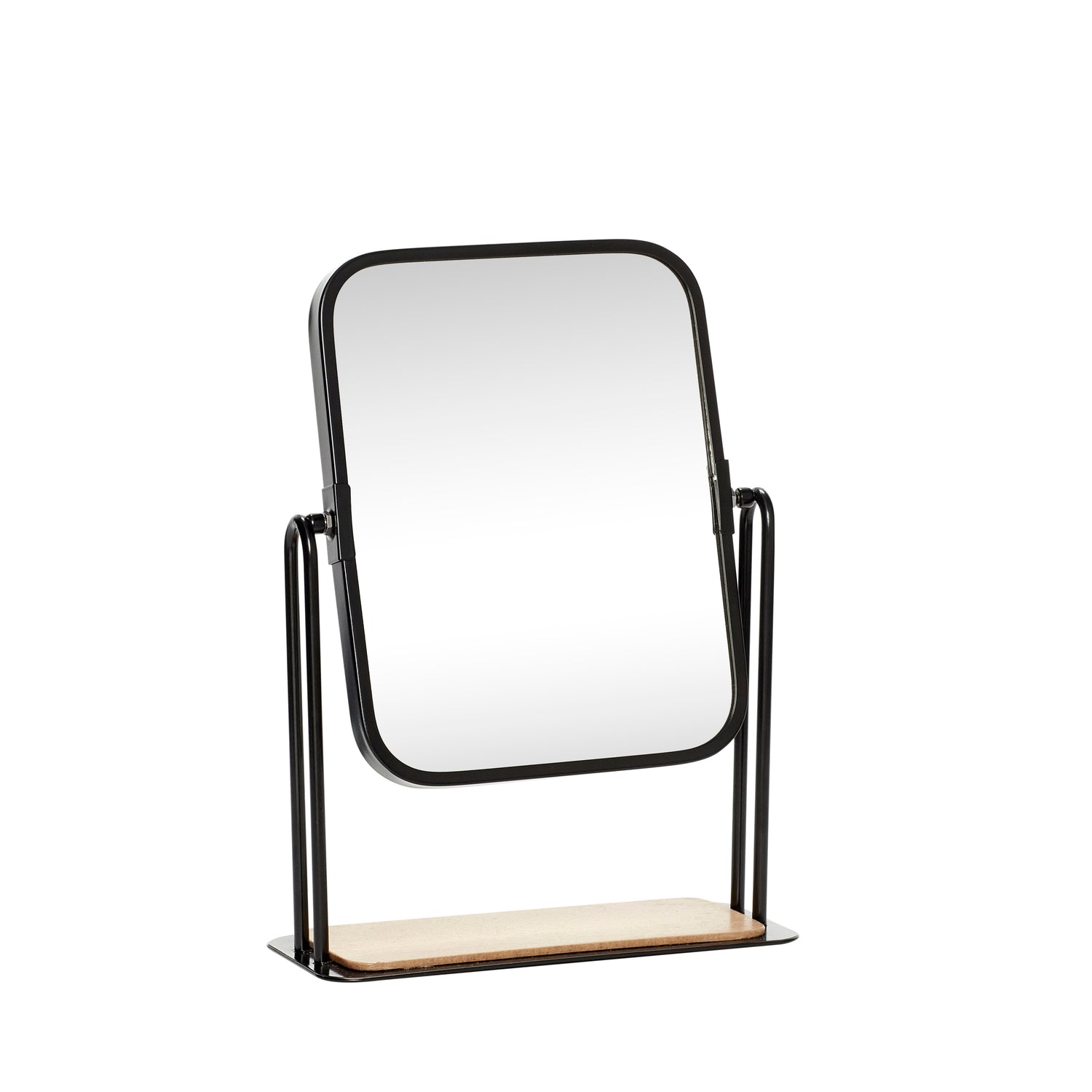 Hübsch - Bordspejl m/fod, firkantet, træ/metal/glas, sort - 19x8xh27cm - Hübsch - DesignGaragen.dk