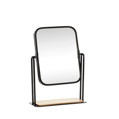 Hübsch - Bordspejl m/fod, firkantet, træ/metal/glas, sort - 19x8xh27cm - Hübsch - DesignGaragen.dk