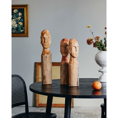 Kuba figur i trä med ansikte - stor - H56 cm - naturen