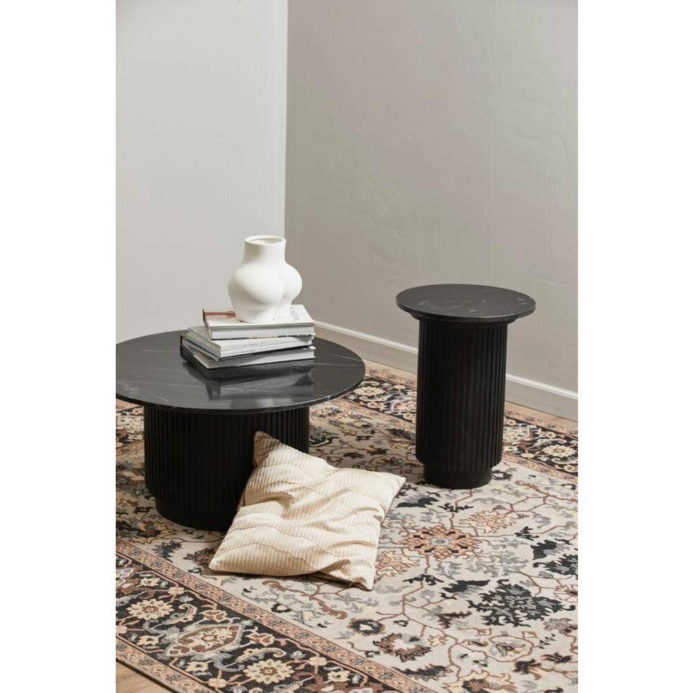 Nordal ERIE rundt sofabord i træ og marmor - ø75 cm - sort - Nordal - DesignGaragen.dk