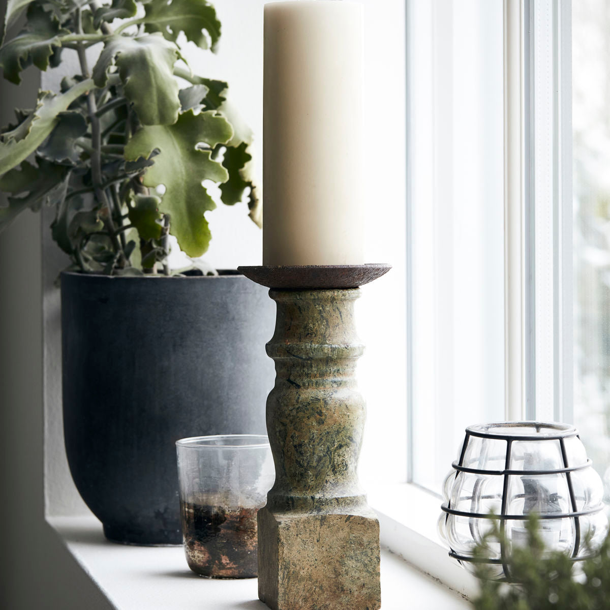 House Doctor - Ljusstake, Gima, Grön - l: 10 cm, b: 10 cm, h: 23 cm