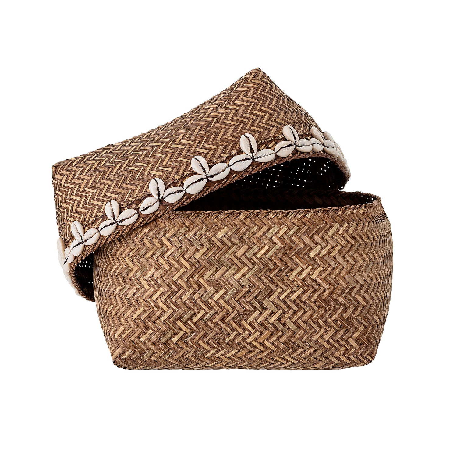 Bloomingville Seval Basket W/Lid, Nature, Bamboo