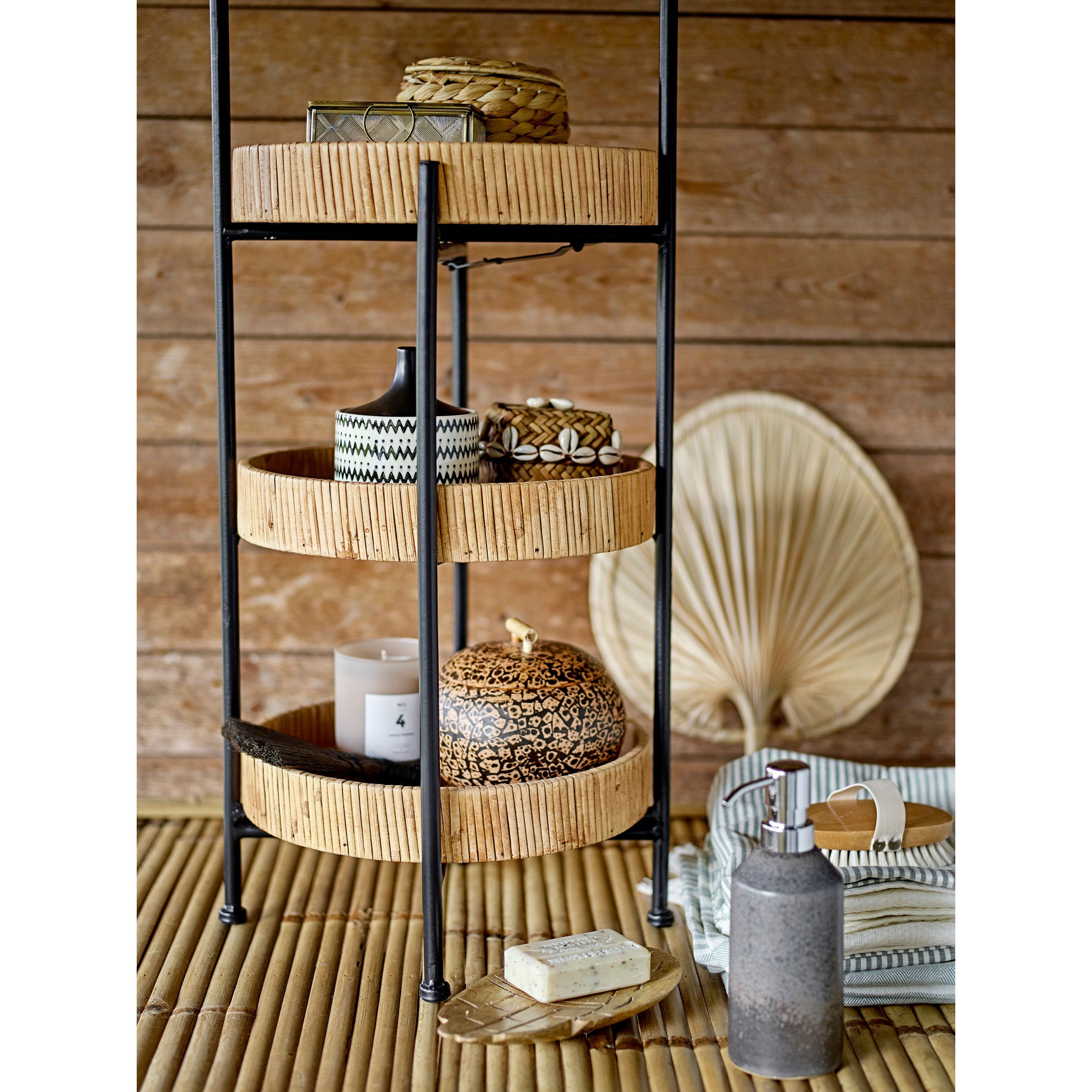 Bloomingville Seval Basket W/Lid, Nature, Bamboo