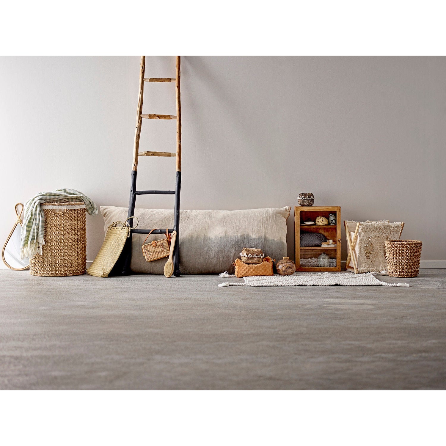 Bloomingville Seval Basket W/Lid, Nature, Bamboo