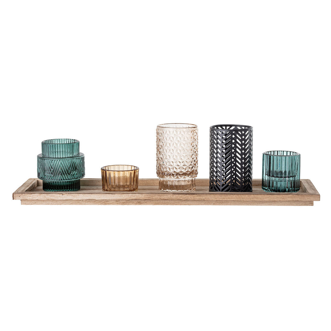 Bloomingville Sanga Bakke m/Fyrfadsstage, Blå, Glas - Bloomingville - DesignGaragen.dk