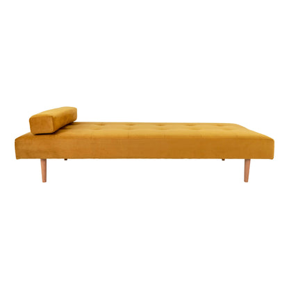 Capri Daybed - Daybed in Velor, Mustard Yellow With Nature Wood Ben, HN1004