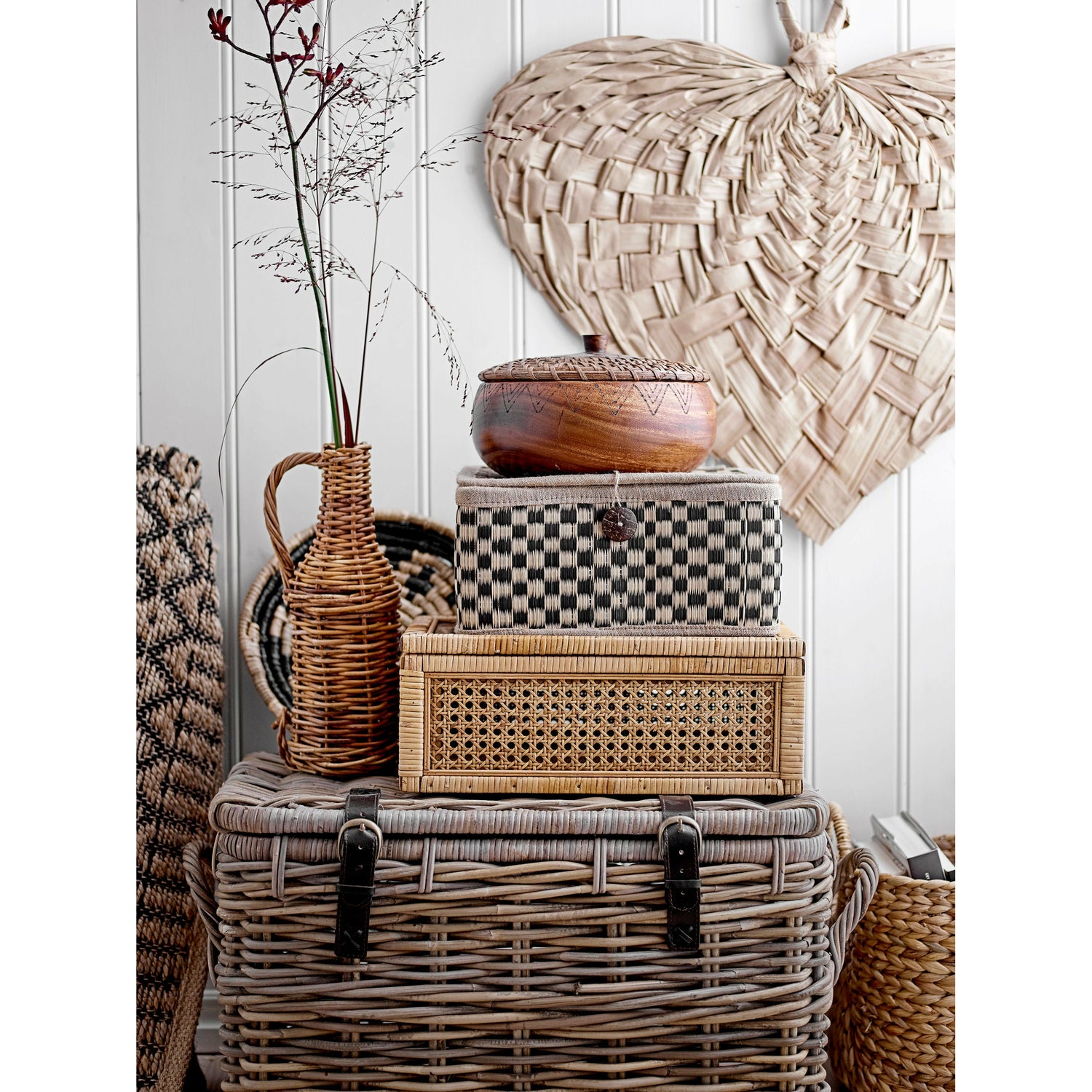 Bloomingville Lally Æske m/Låg, Natur, Rattan - Bloomingville - DesignGaragen.dk