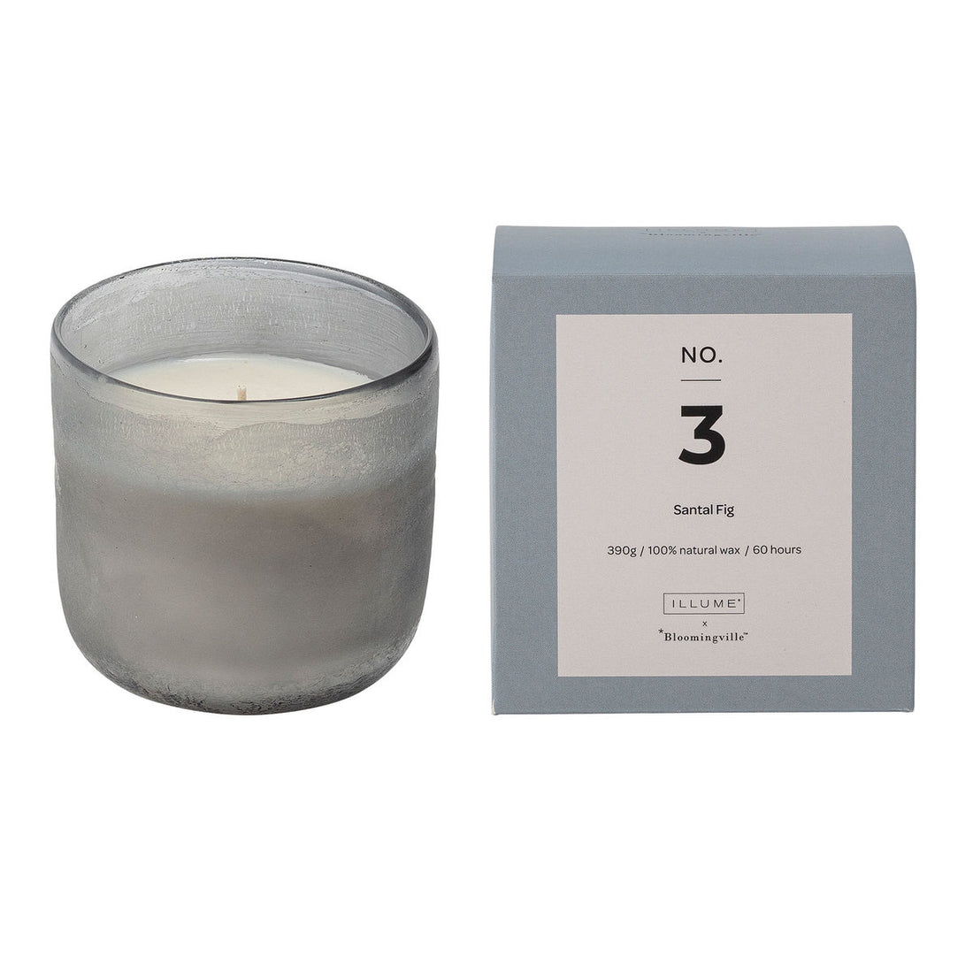 Illume X Bloomingville NO. 3 - Santal Fig Duftlys, Blå, Naturlig Voks - Illume X Bloomingville - DesignGaragen.dk