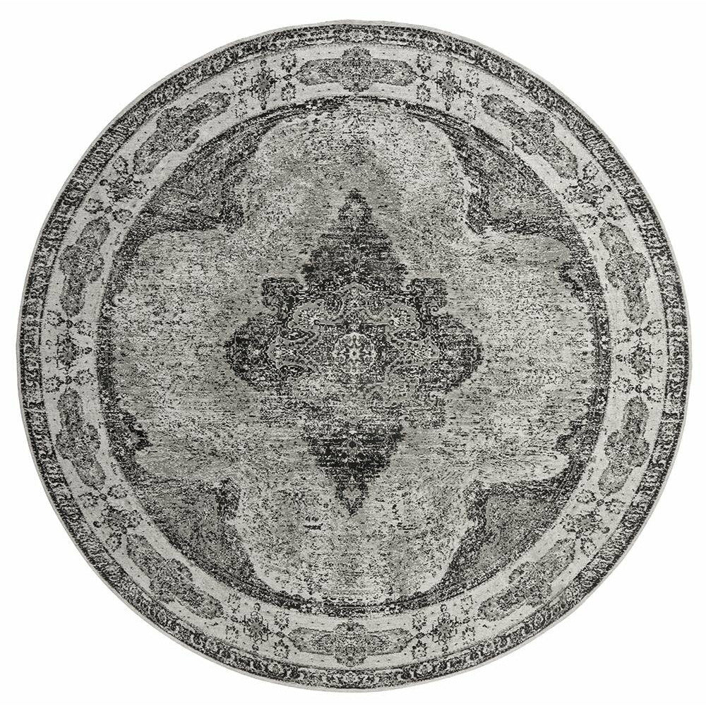 Venus Round Woven Cotton Filt - Ø240 - Grå