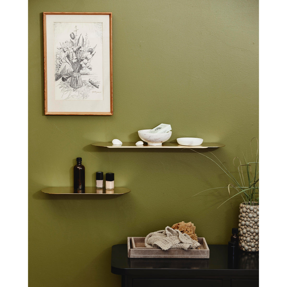 Fanoe -hyllan i järn - stor - L52 cm - guldfinish