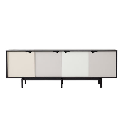 Andersen Furniture S1 sideboard - L200xD50xH68 cm - sort med flerfarvede låger - DesignGaragen.dk.