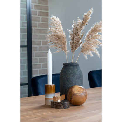 Fyrstadiet - fyrar i marmor, brun, mässingshållare, 10x7x5,5 cm