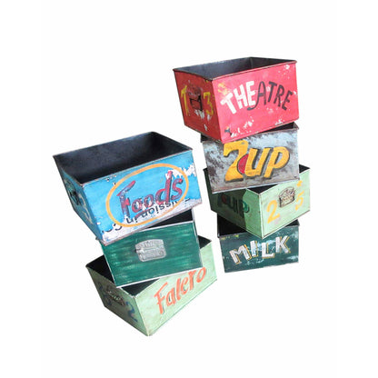 Sjælsø Nordic IRON BOX WITH HAND PAINTED TEXT &amp; MOTIVE - Set of 4