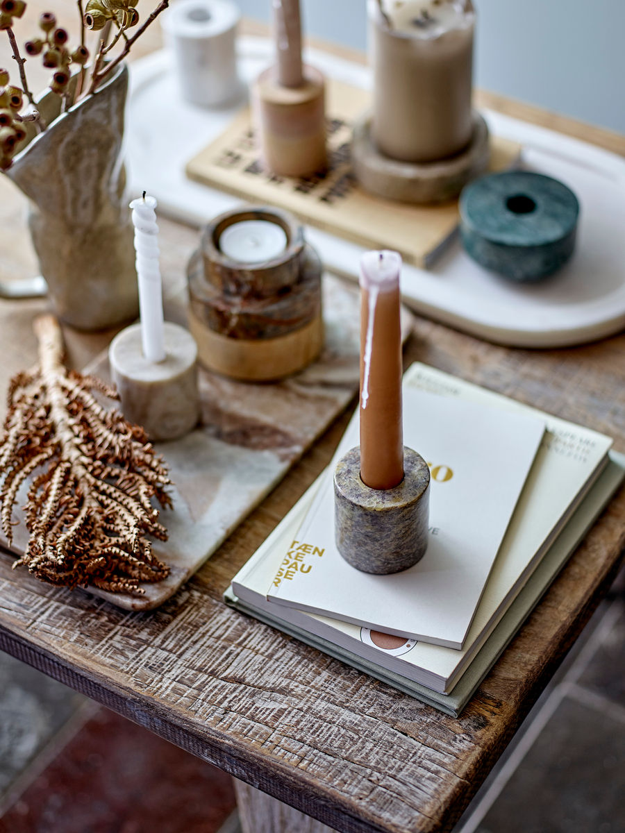 Bloomingville Dalin Votive &amp; Candle Holder, Brun, Sandsten - Bloomingville - DesignGaragen.dk