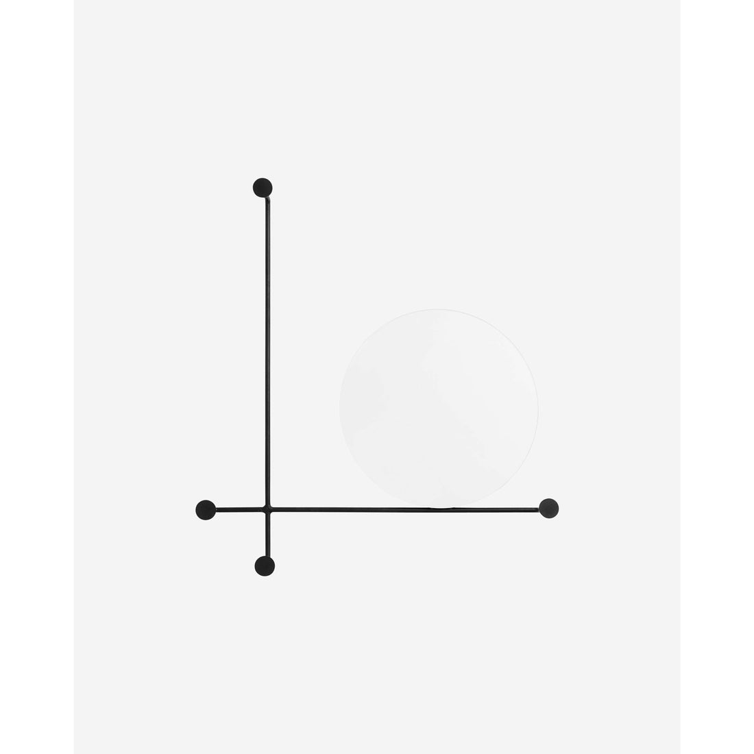 Nordal - rund spegel med 4 krokar i järn - 57x53 cm - svart